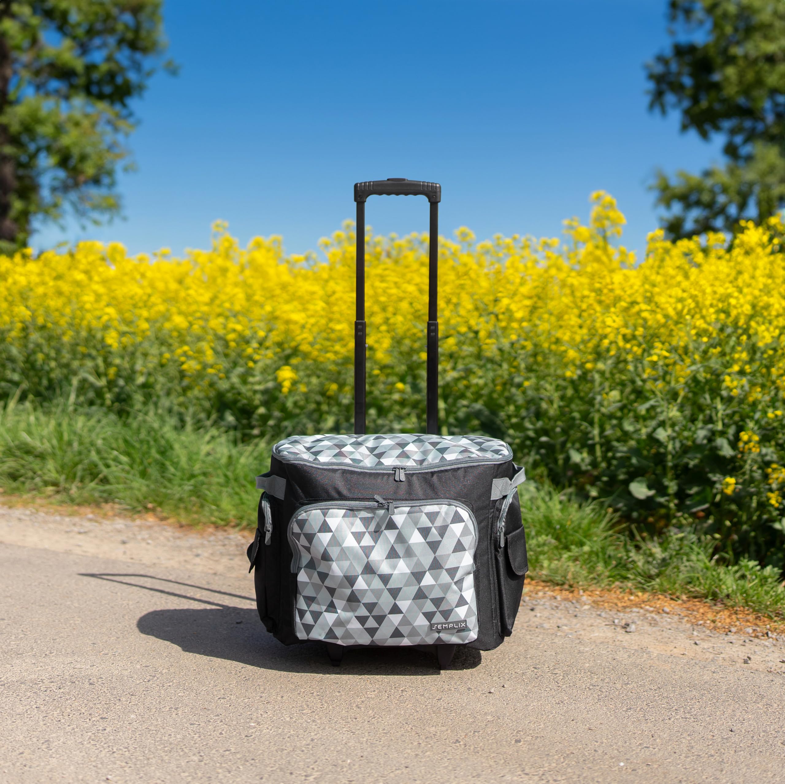 SEMPLIX Wózek na maszynę do szycia, 50 x 43 x 32 cm, do wszystkich powszechnie stosowanych domowych maszyn do szycia, walizka na maszyny do szycia zapewnia wygodny transport i bezpieczne