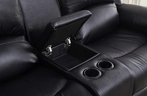 Miniatura 141 de Betsy Furniture 8018 - Juego de sillón reclinable de cuero reconstituido, para sala, sofá reclinable, sofá de dos piezas y sillón de cuero