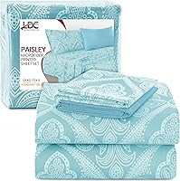 Vista 1 de LDC LUX Décor Colección - Juego de sábanas para cama de tamaño individual con estampado de cachemira – 4 piezas de sábanas de microfibra ultra