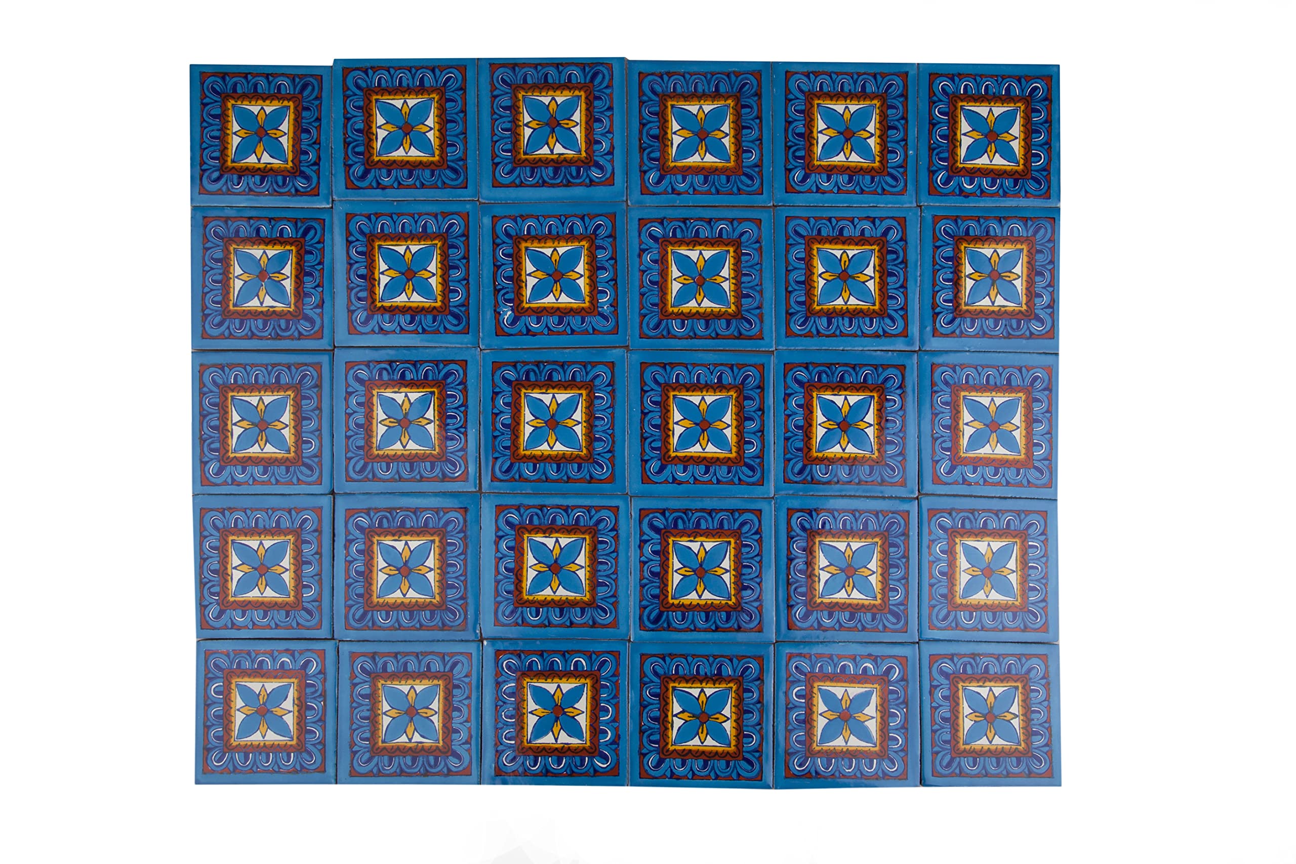 Piastrelle Mosaico Messicane Colorate 10,5x10,5 Cm - 30 Pezzi Per Bagno, Cucina, Decorazioni Pareti