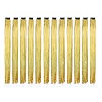 SWACC 12 Pcs Straight 12 Pcs Straight One Color Party Highlights Clip on in Hair Extensions Colored Hair Streak Synthetic Hairpieces (Sparkling Tinsel Gold)