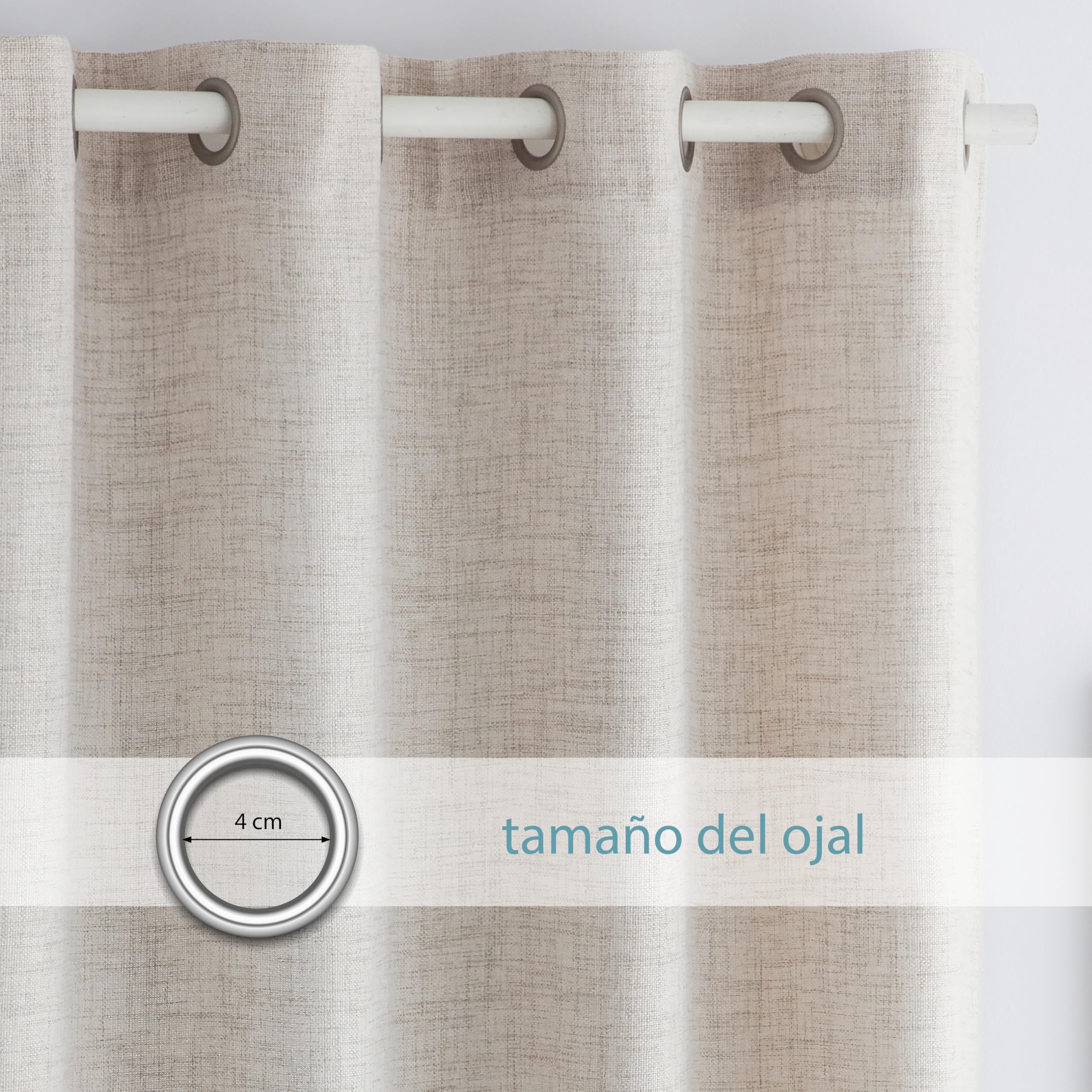 Fundeco - Cortina Salón - Color Beig - Medidas: 300x270-100% Poliéster (Alaia Beig)