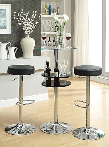 Miniatura 2 de Coaster Furniture Mesa de bar con tapa de vidrio templado y almacenamiento negro 120715