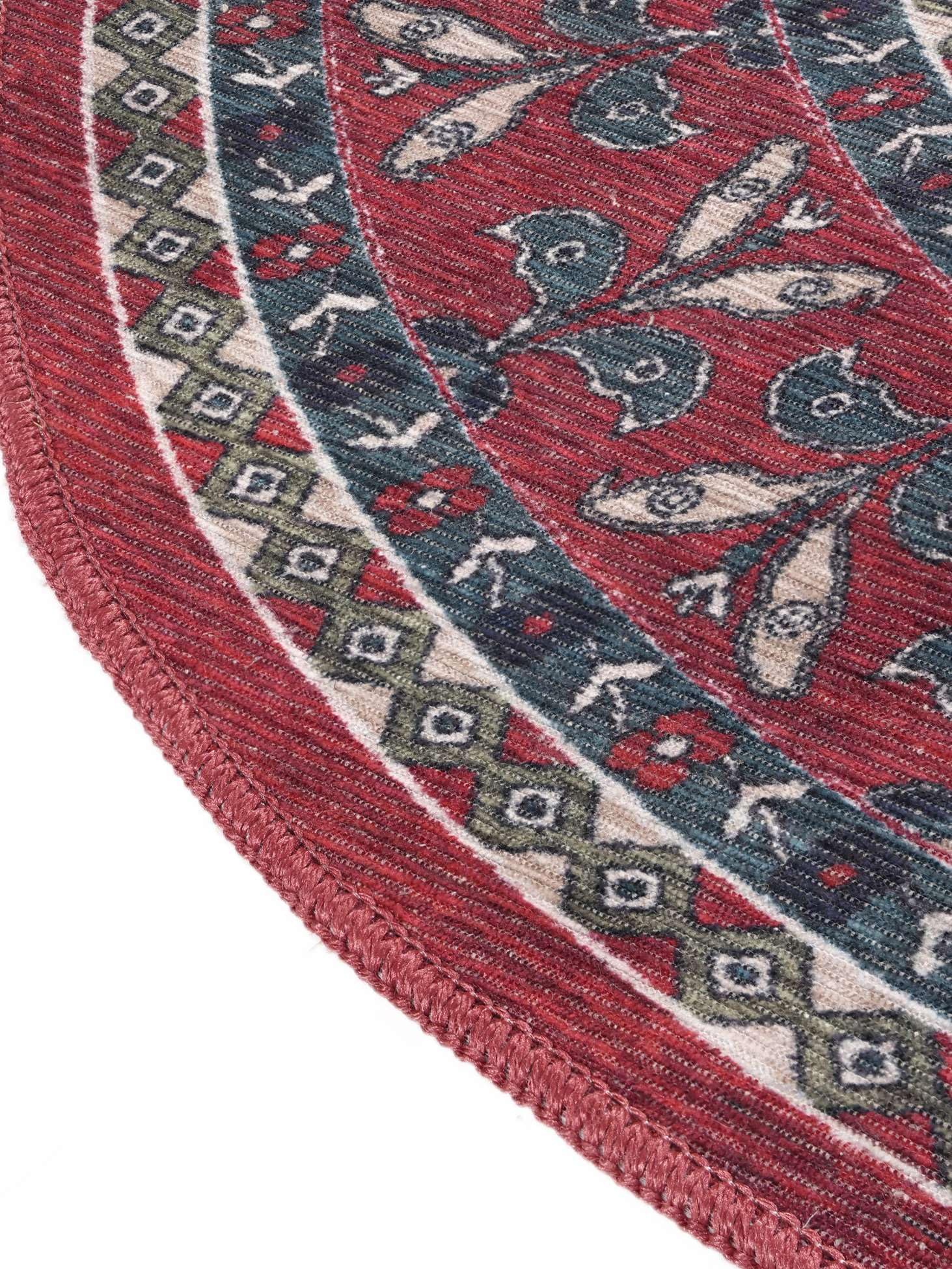 RugVista Navida Tappeto, Ø 120 cm, Rosso | Moderni, Rotonda, Pelo corto, Lavabile in lavatrice, Oeko-Tex 100, Soggiorno, Camera da letto, Cucina, Corridoio