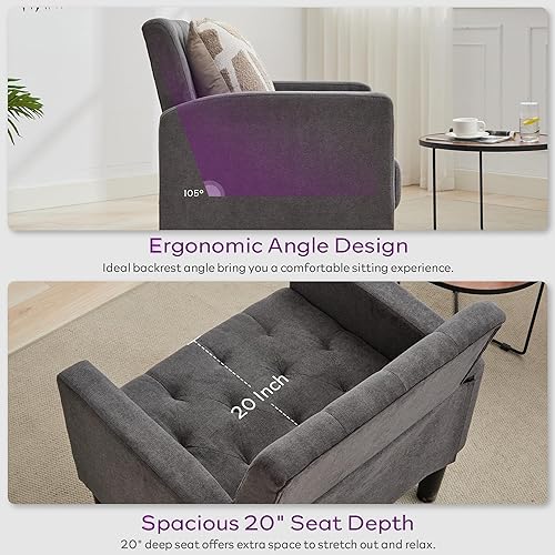 Miniatura 4 de TYBOATLE Juego de 2 sillas decorativas, modernas de mediados de siglo, tapizadas, copetudas, para sala de estar, dormitorio, sala de espera, silla