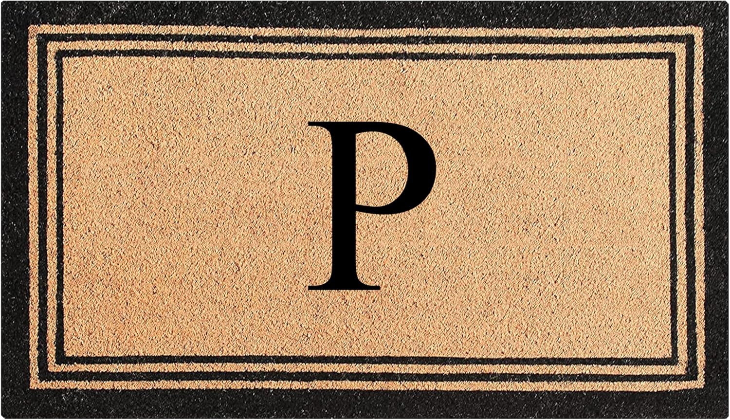 A1HC Natural Coir Monogrammed Doormat - Heavy Duty Anti-Shedding Front Door Mat, Easy-Clean Welcome Entryway Mat for Porch & Outside Entrance, 24" x 39"