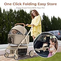 Vista 9 de 3 in 1 Pet Stroller with Removable Carrier, Foldable Pet Carrier for Small/Medium Dogs and Cats Up to 55 Lbs, 4 Wheels, Car Seat, One Click Folding