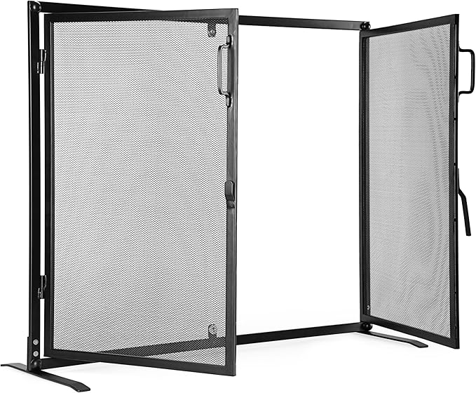 BIRDROCK HOME Fireplace Screen with Double Doors Heavy