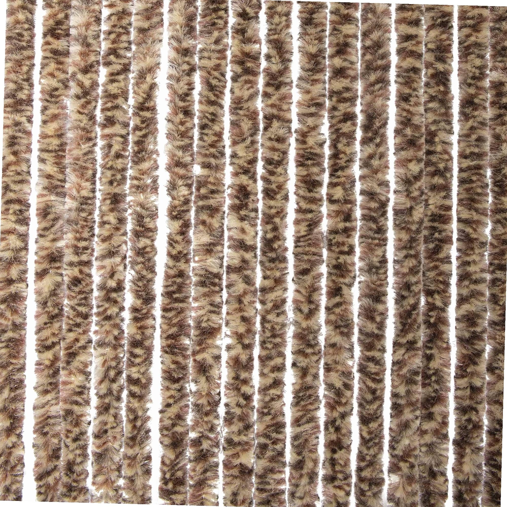 WERKA PRO Rideau Chenille Marron et Beige - 120 x 220 cm - Protection Contre Insectes et Poussière - Tringle Ajustable et Anneaux de Suspension - Fibres Synthétiques Anti Effilochage