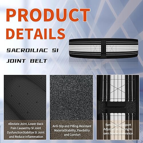 Miniatura 3 de CHARMKEY Sacroilíaco SI - Cinturón de cadera para articulaciones, soporte de espalda baja para hombres y mujeres con cinturón pélvico ajustable,