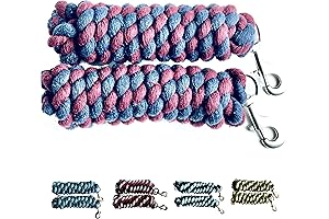 Premium 10 ft Cotton Horse Lead Rope with Satin Bolt Snap