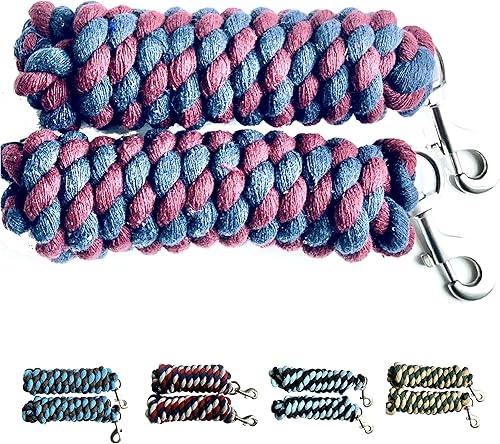Vista 8 de Majestic Ally Paquete de 2 cuerdas de plomo de algodón sólido para caballos y ganado – 10 pies de largo y 5/8 pulgadas de grosor – Broche de perno