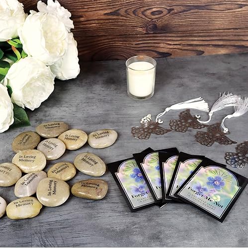 Miniatura 6 de 50 piedras conmemorativas - Rocas inspiradoras de río grabadas en memoria amorosa - Decoraciones de celebración de la vida - Recuerdos de Difuntos