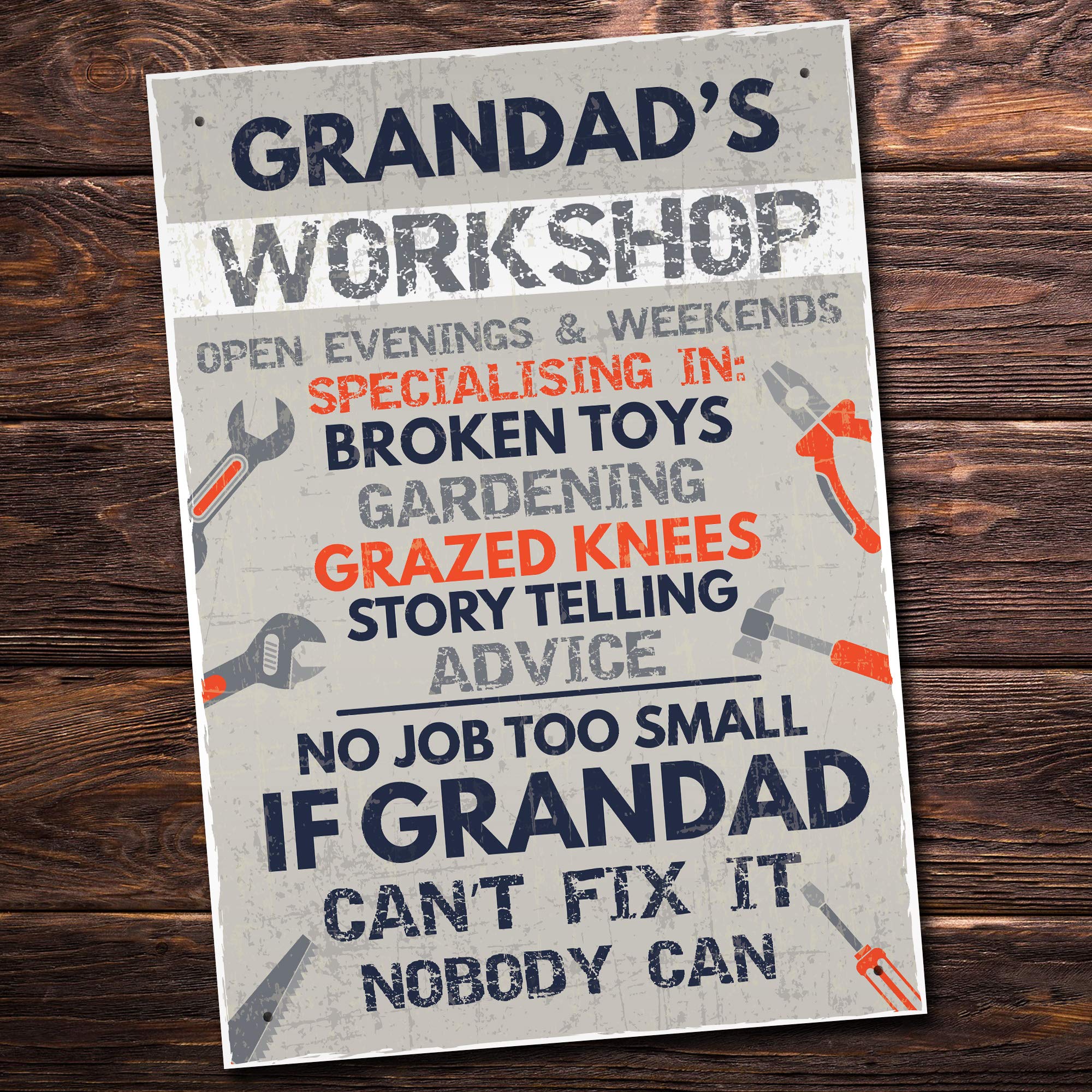 Red Ocean Grandads Workshop From Grandchildren Garage Shed Dad Gift Sign
