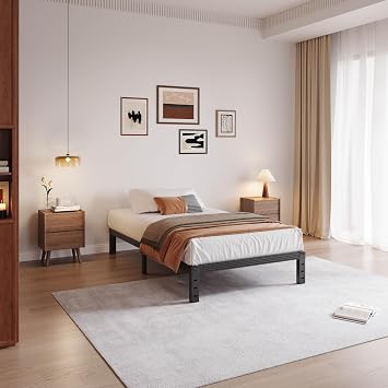 Twin Size Bed Frame 12 High Heavy Duty Platform Bed Frame,Sturdy Steel Frame,No Box Spring Needed,Noise-Free,Easy Assembly