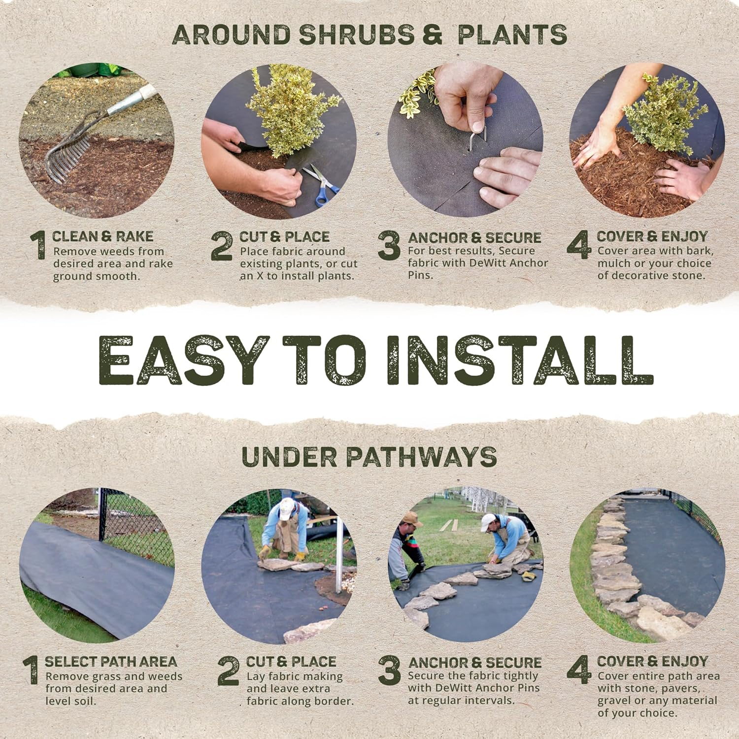 Dewitt Sunbelt Weed Barrier Fabric 3.2 oz, 3 x 200 Feet – Heavy-Duty Ground Cover Mat for Greenhouse Floors, Garden Rows, Raised Beds, Yard Gardening, and Outdoor Landscape Protection