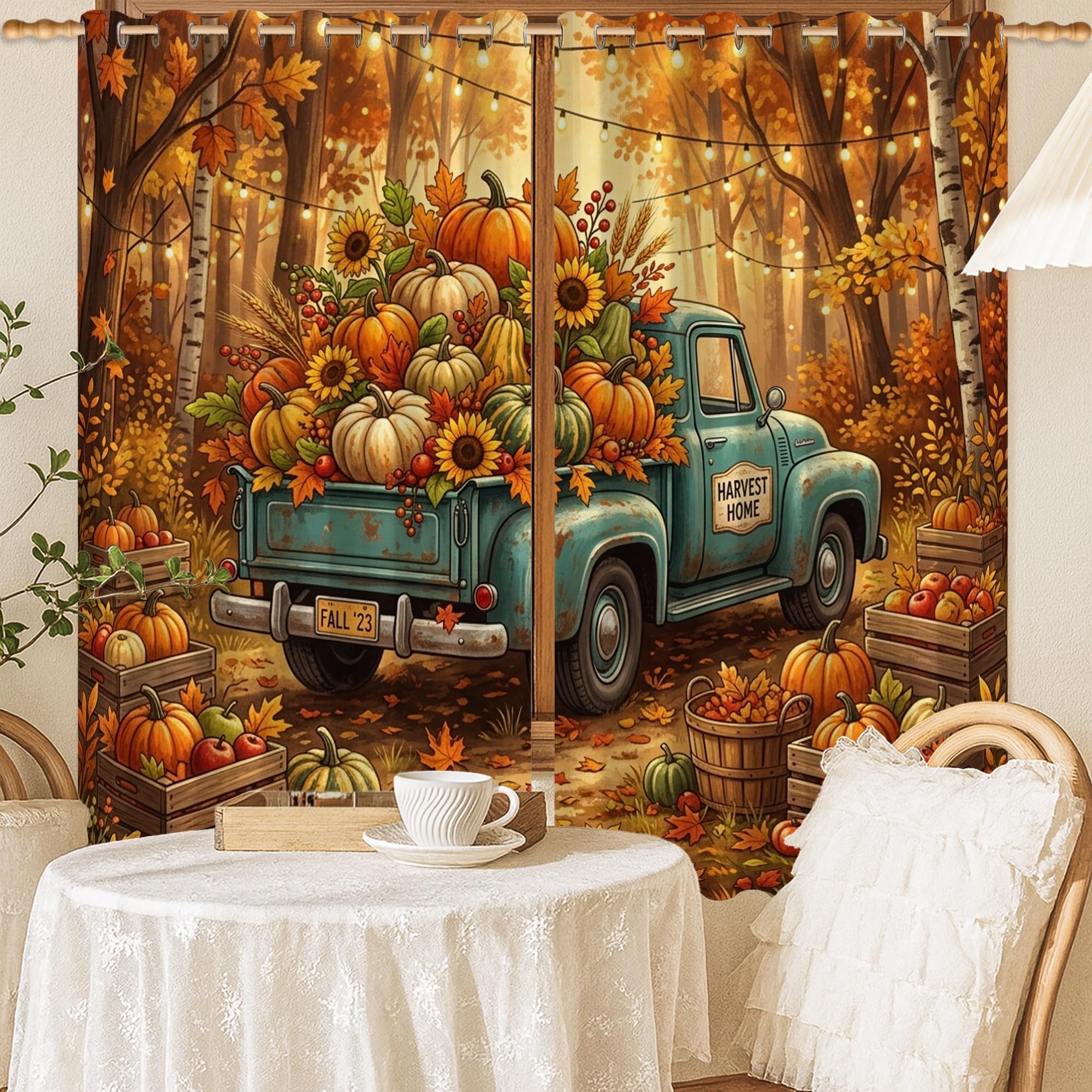 Rideaux occultants pour salon et cuisine ambiance d'automne