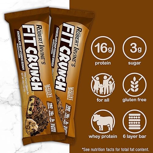 Miniatura 7 de FITCRUNCH Barras de proteínas de tamaño aperitivo, diseñadas por Robert Irvine, la única barra horneada de 6 capas del mundo, solo 0.11 oz de azúcar