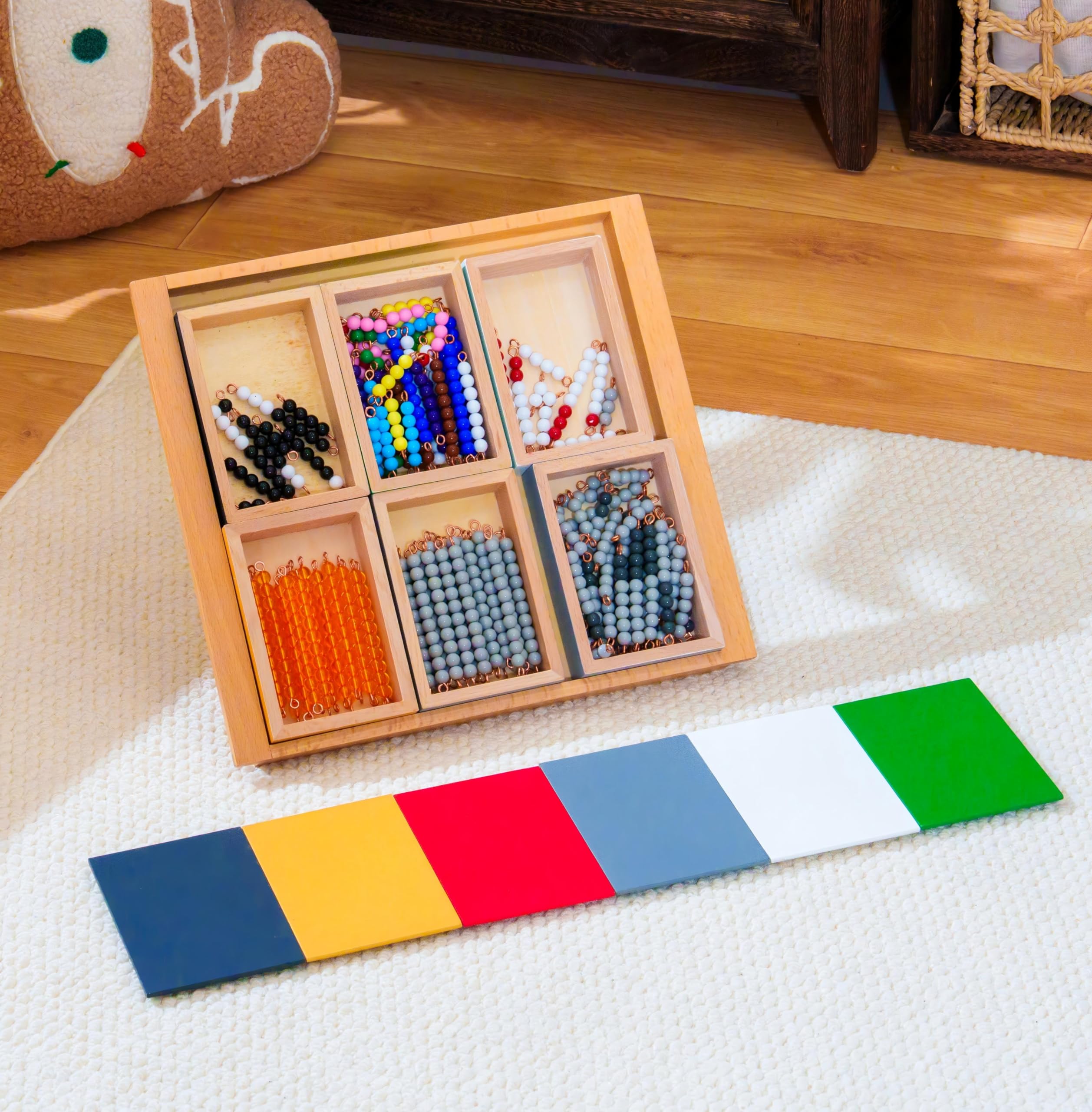Montessori materiały matematyczne – drewniana zabawka edukacyjna do liczb i liczb, przedszkola i szkoły podstawowej, domowej i klasy od 3 lat (Montessori Negative, gra węża)