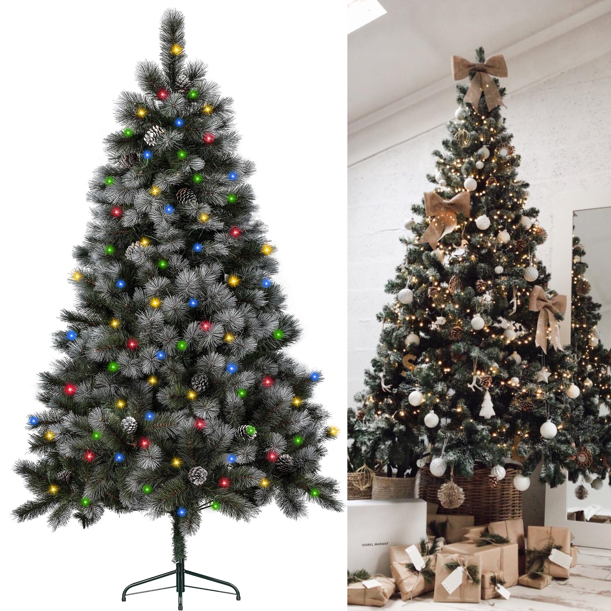 6.5Ft Prelit Classic Blue Spruce Artificial Christmas Tree with LED ...