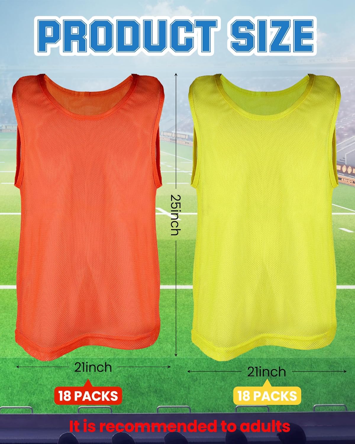 Pasimy 36 Pcs Adult Pinnies Scrimmage Vests Youth Pinnies Team Practice Jerseys for Sports Soccer Football Basketball