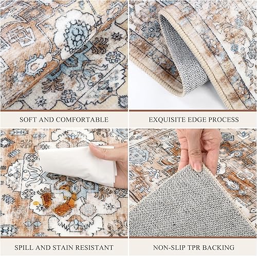 Miniatura 11 de Pauwer Juego de 3 alfombras de cocina antideslizantes y lavables para el suelo, alfombra de pasillo de cocina, alfombra bohemia para fregadero
