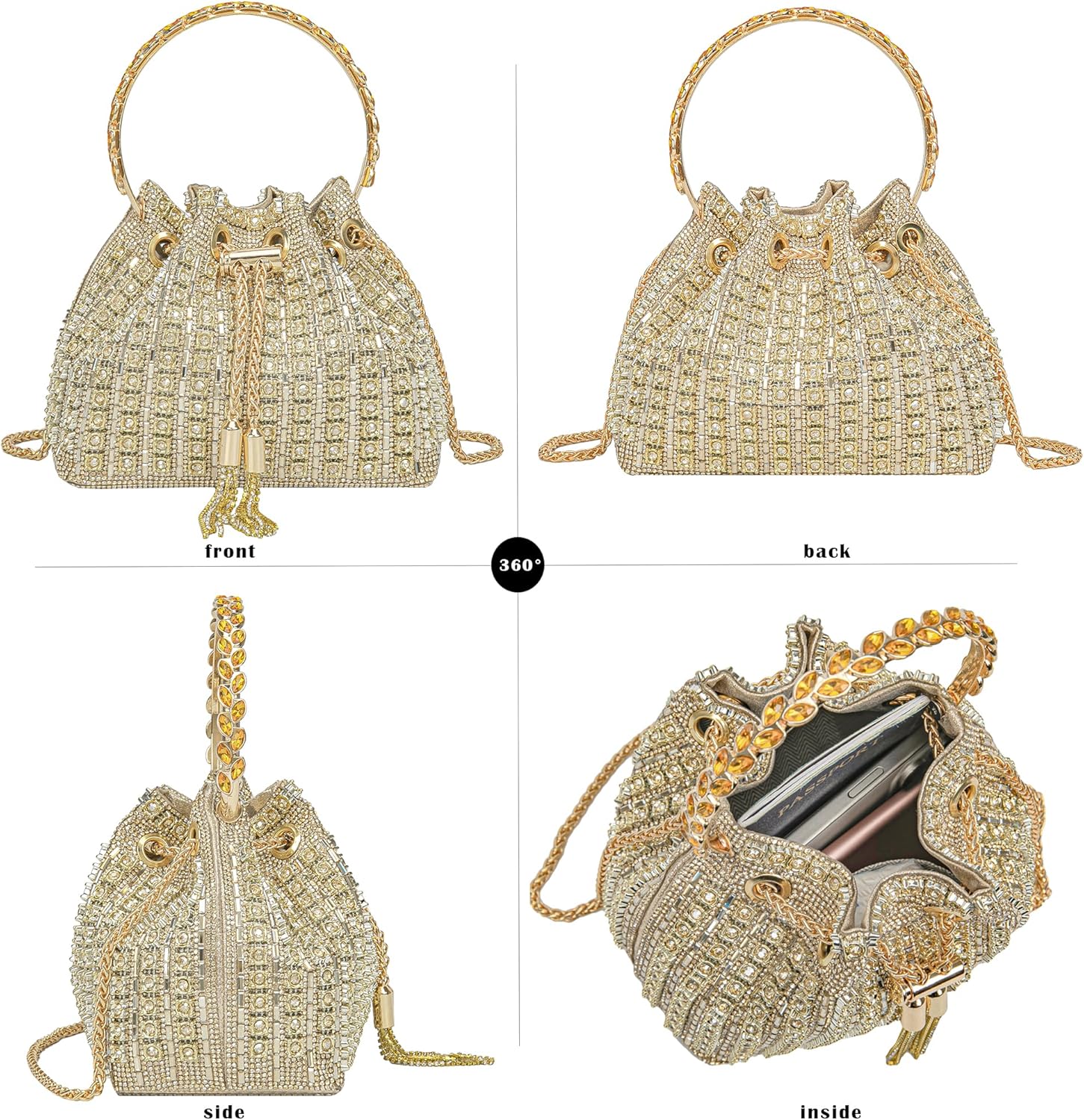 Sparkling Women's Evening Handbags Rhinestone Purse Crossbody Bag Wedding Prom Party Club Purses - Image 2