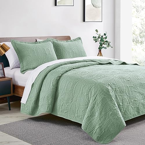 Miniatura 2 de Love's cabin Colchas para cama Queen - Colcha suave de verano de microfibra ligera - Colcha de estilo moderno con patrón de monedas para todas las