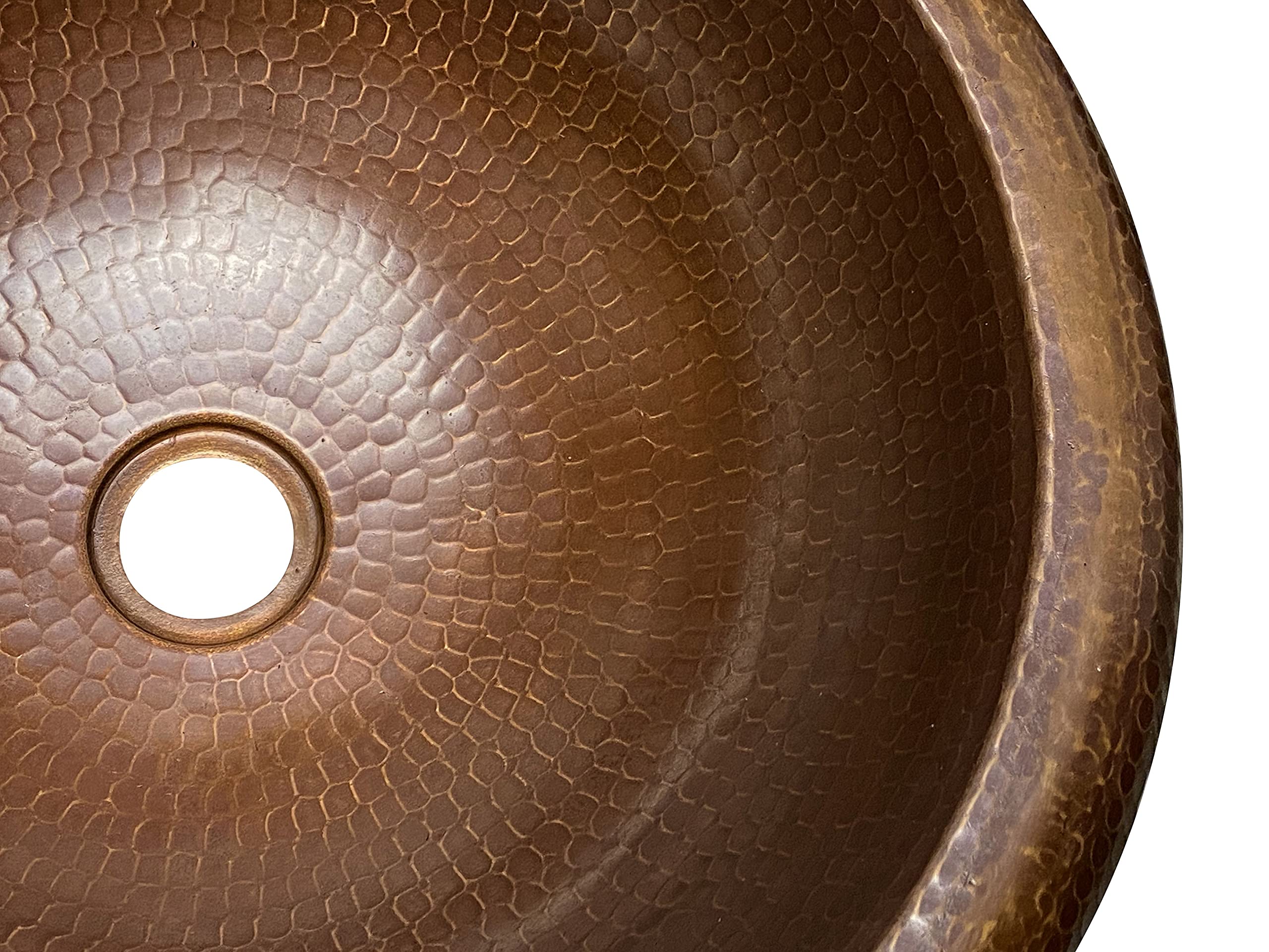 Cerames Alhambra - Lavabo de cobre puro 43,5 x 43,5 cm martillado a mano, lavabo empotrado, cobre forjado a mano de México