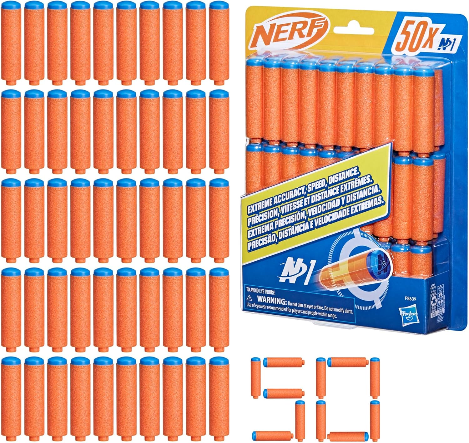Nerf N Series N1 Darts, Includes 50 Darts, Compatible Only with Nerf N Series Blasters, Outdoor Games, Ages 8+