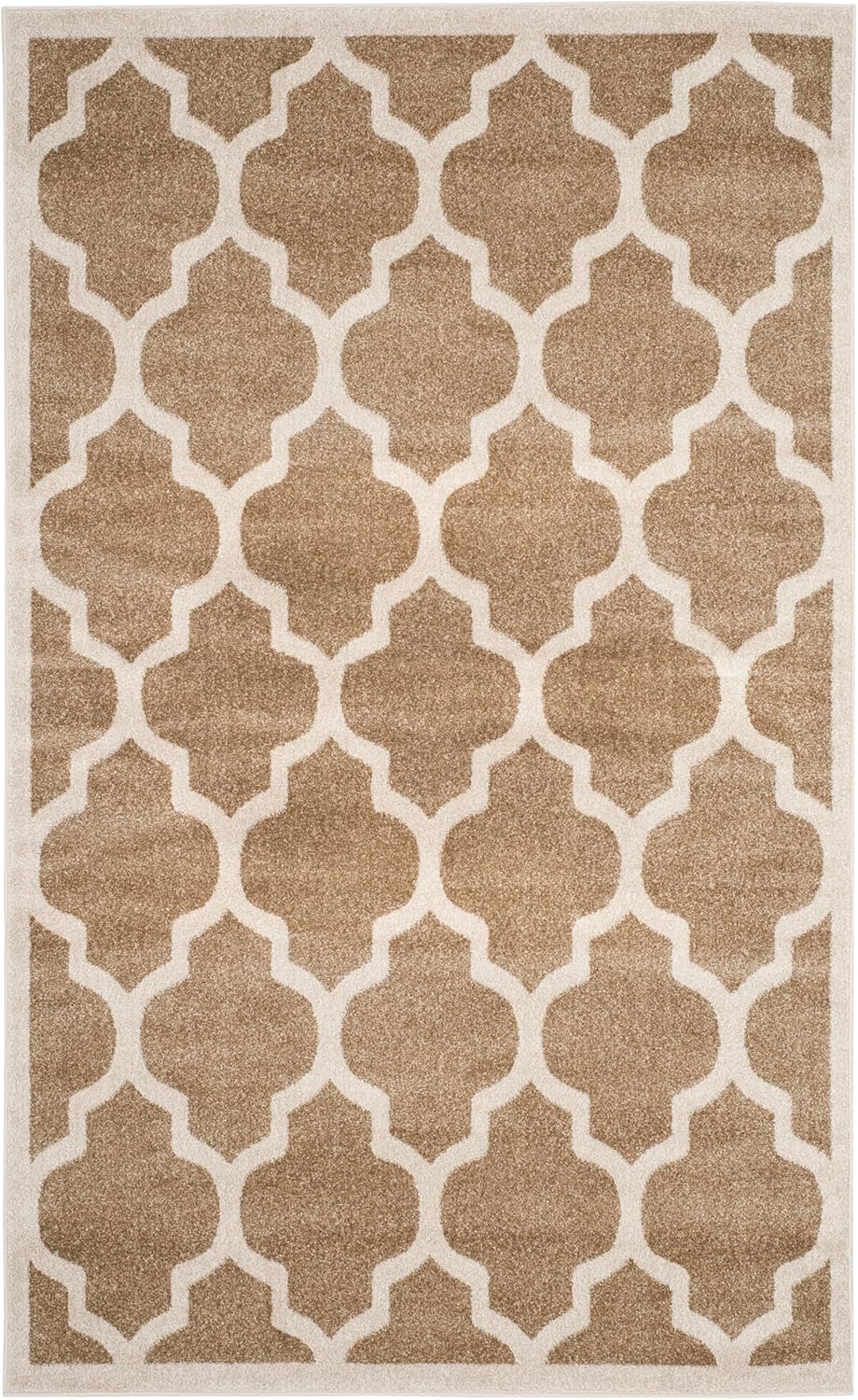 SAFAVIEH Amherst Collection Area Rug - 6' x 9', Wheat & Beige, Moroccan Trellis Design, Non-Shedding & Easy Care, Ideal for High Traffic Areas in Living Room, Bedroom (AMTW420S)