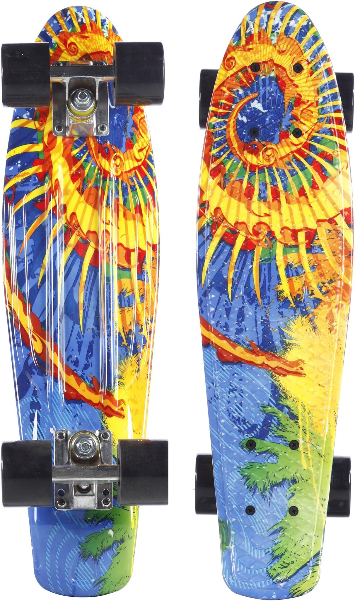 Skateboard Complete 22 inch Cruiser for Kids Youth Beginners Plastic Retro Style PU Wheels