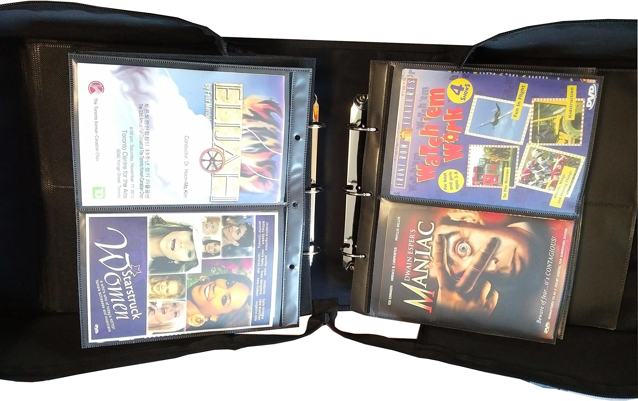 Gen2 MegaDisc 240 DVD Album Black Nylon Fabric with Large Removable Binder Sleeves Hold 120 Titles