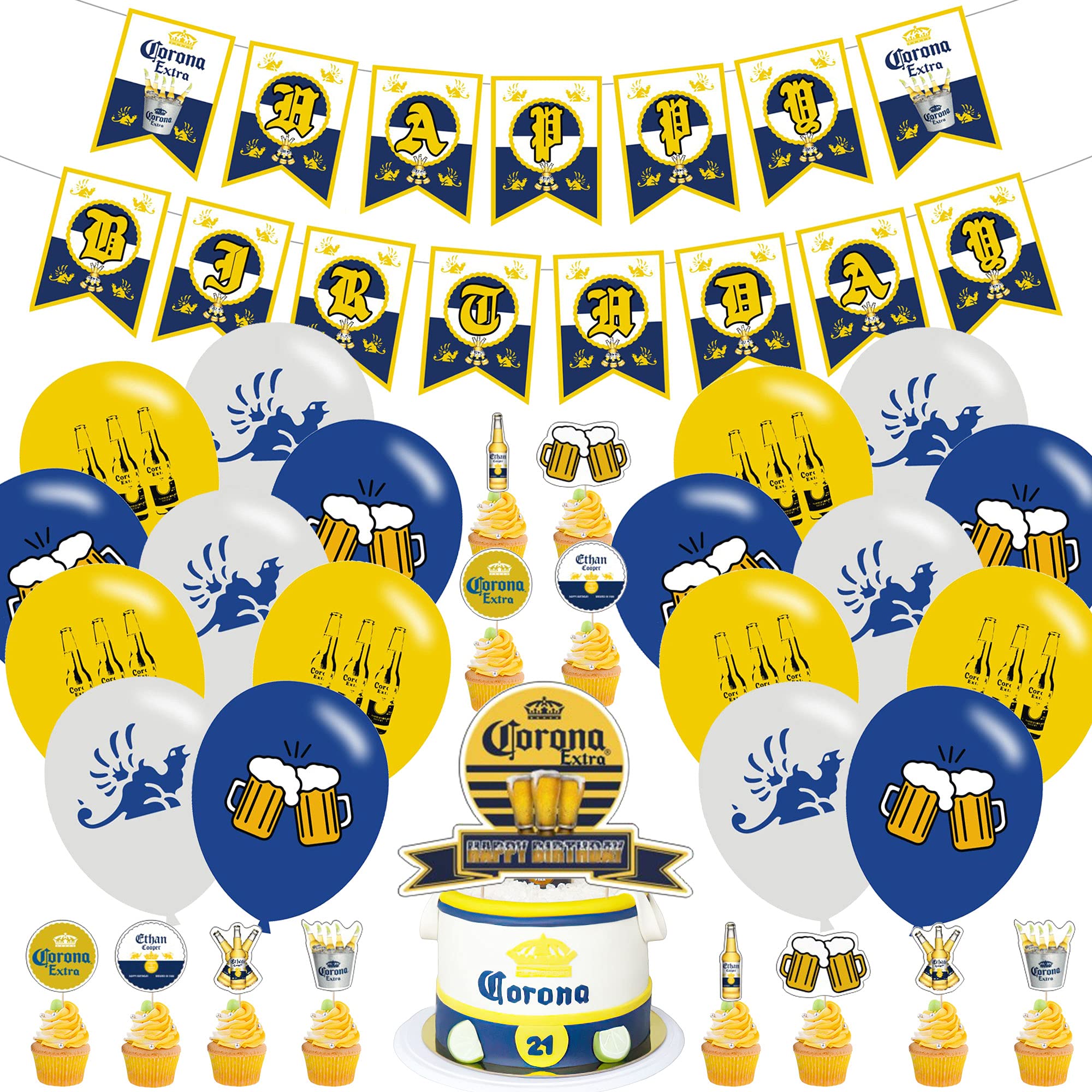 Corona Beer Birthday Party Decorations,Corona Beer Themed Party Supplies set with Happy Birthday Ban
