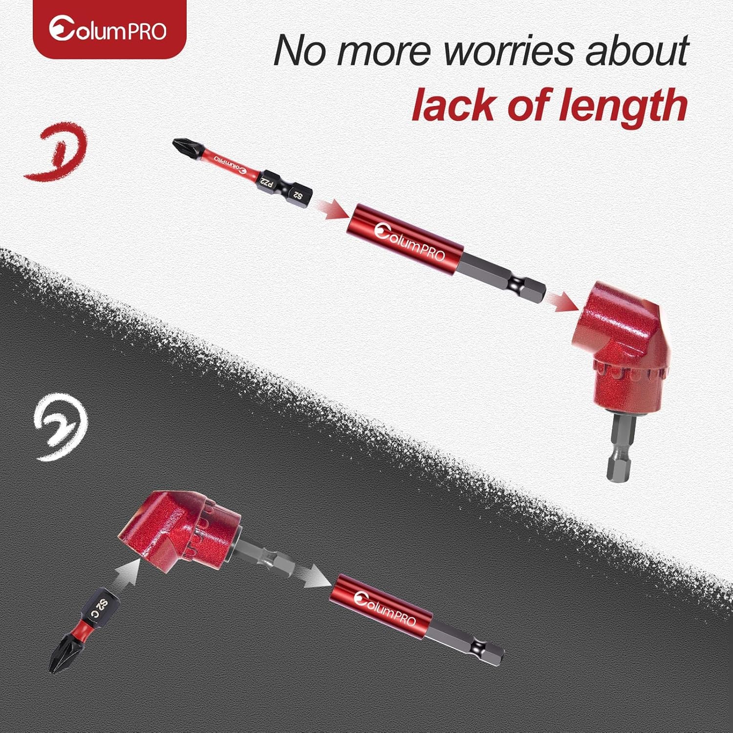 105 Degree Right Angle Drill Screwdriver Bit Set, 1/4” Hex Shank Right Angle Drill Attachment with 4PCS PZ2 & PH2 Screwdriver bits and bit holder