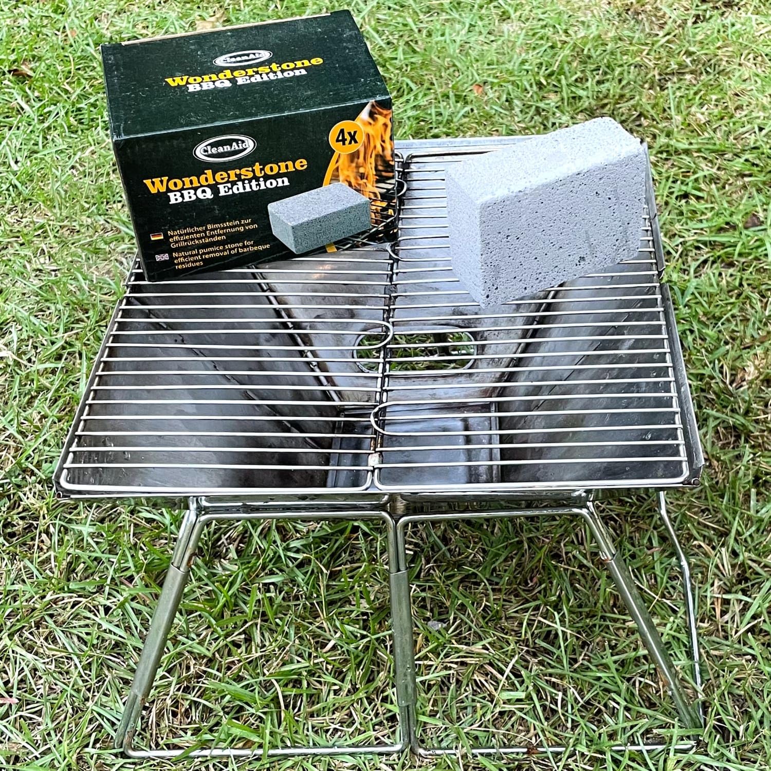 Wonderstone BBQ Edition – 4 sztuki pumeksu do czyszczenia grilla | 100% pumeks, nietoksyczny i wolny od środków chemicznych, do grilla, piekarnika, płytek i rusztu