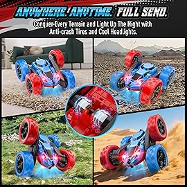 Hamdol STEM Remote Control Car for Kids, 360 Spinning Double-Sided Coloured Design RC Stunt Car with LED Lights, USB-C Rechargeable Educational Toy for Boys Ages 6-12, Ideal Birthday