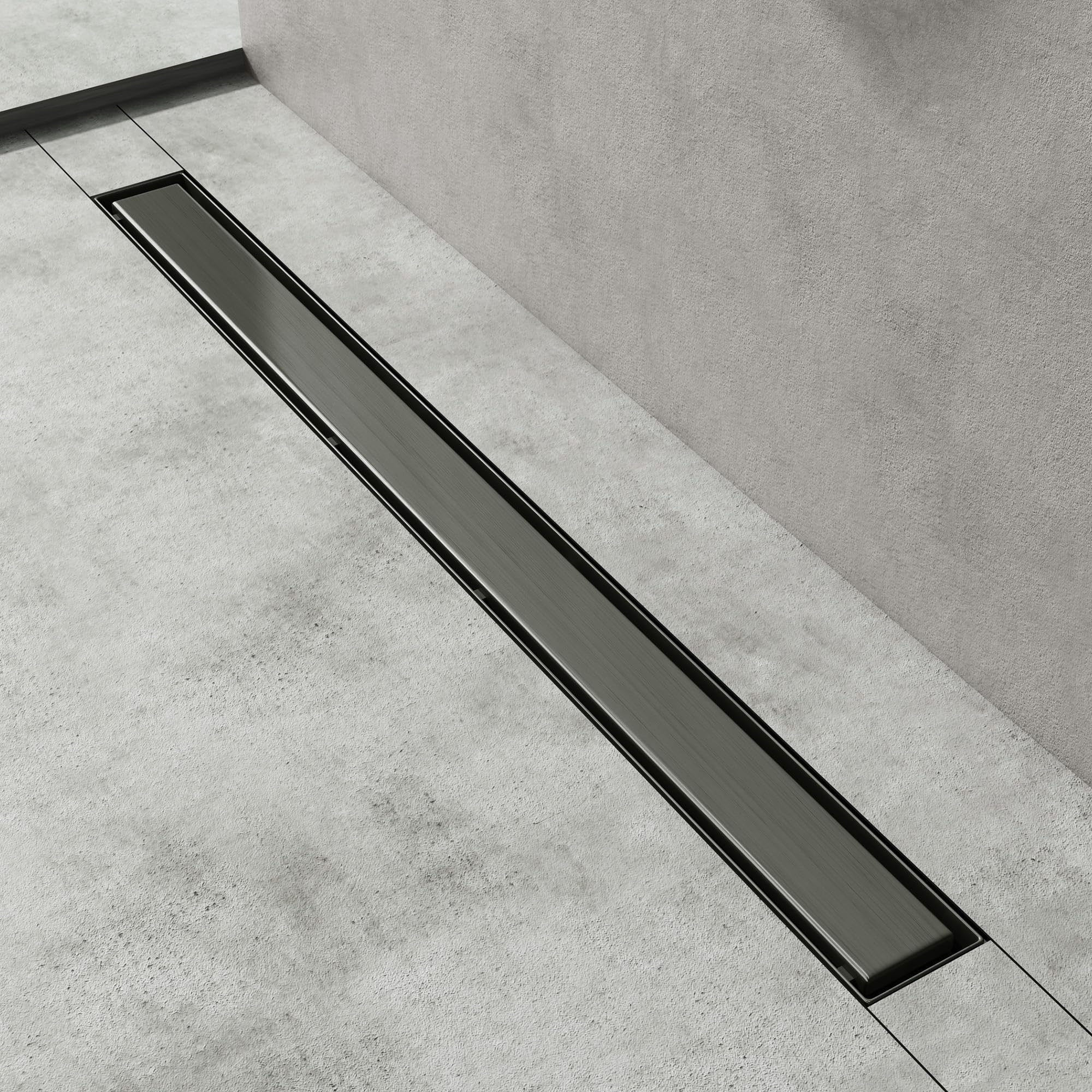 Mai & Mai Canaleta de Ducha de Acero Inoxidable sifón de desagüe para Cuarto de baño Rectangular, Canal de Drenaje Gris de 90cm con dispositivo desodorante y filtro de pelo 35L/min KE110
