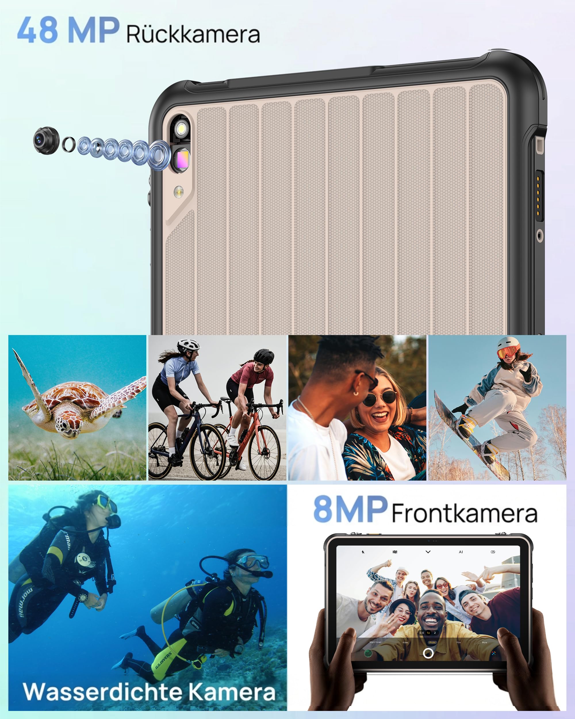 Ulefone Rugking Pad 2 Pro Outdoor Tablet Android 16, eSIM 16+128GB/2TB 10200mAh Rugged Tablet 10.1" 8+48MP Tablet 90Hz IP68/IP69K Wasserdicht Stoßfest, Dual SIM 4G/2.4G/5G WiFi/GPS/NFC/OTG Grau - 4