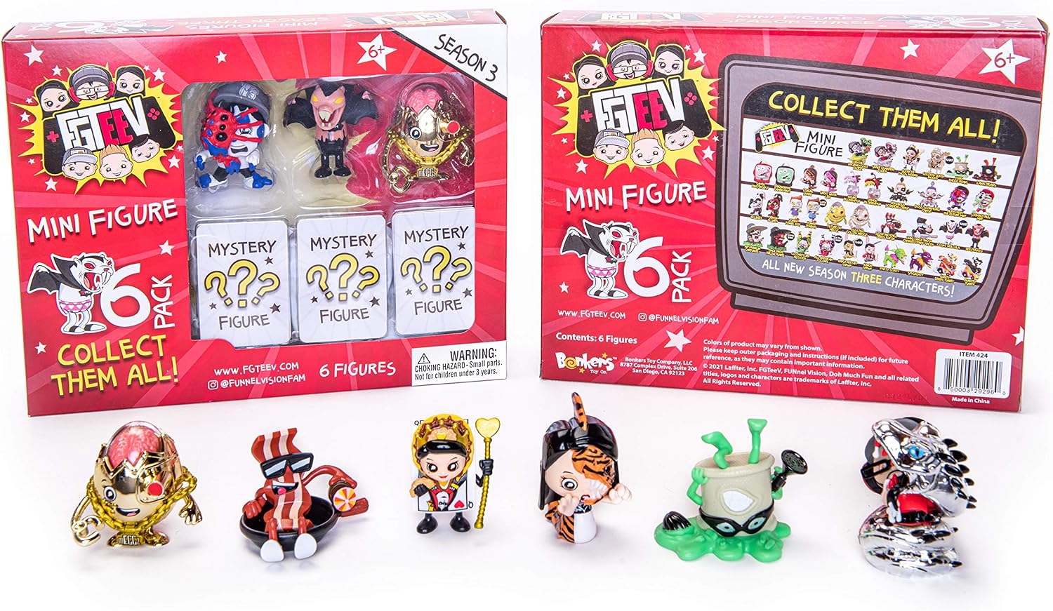 FGTeeV 2.5" Figure 6 Pack Series 3, Mystery Toy, 3 Visible Figures, 3 Blind Figures, 6 Figures of Possible 36, Rare Collectibles, Surprise, Ages 6 and Up