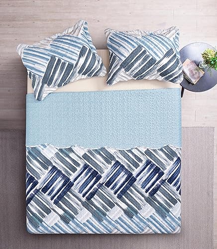 Miniatura 285 de Brilliant Sunshine Juego de edredón de 3 piezas con 2 fundas de almohada, diseño de corazón gris, diseño floral y de encaje, colcha reversible