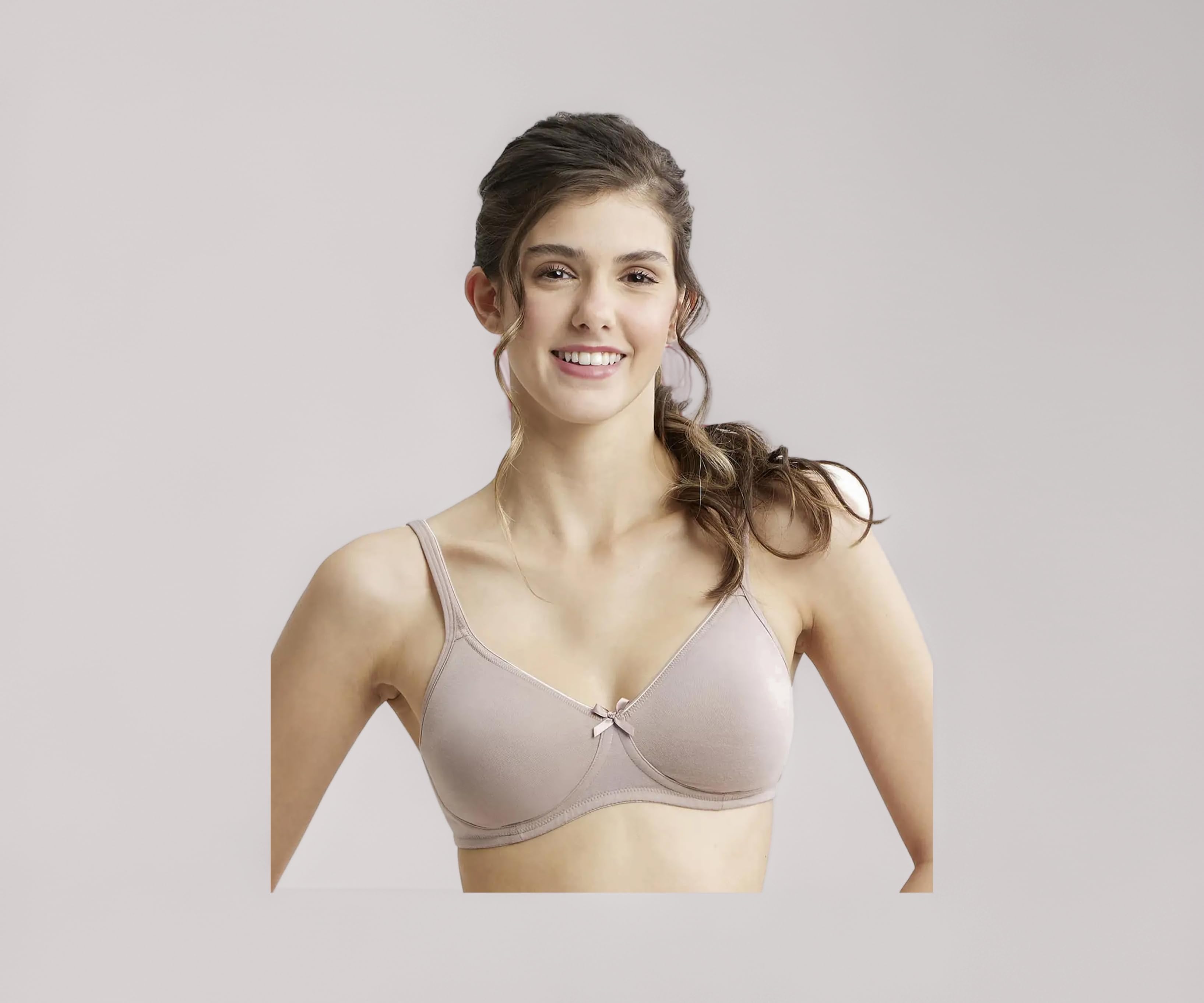 1722 Women's Wirefree Non Padded Super Combed Cotton Elastane Stretch Medium Coverage Everyday Bra with Concealed Shaper Panel and Adjustable Straps