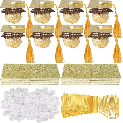 Miniatura 4 de Rsstarxi Paquete de 36 adornos para cupcakes de graduación 2023 con borlas adhesivas, puntos adhesivos, decoraciones de chocolate para la clase de