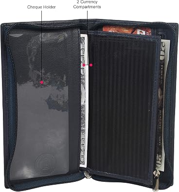 LeatherBoss Checkbook Holder Wallet with All Around Zipper and Pull Out Checkbook