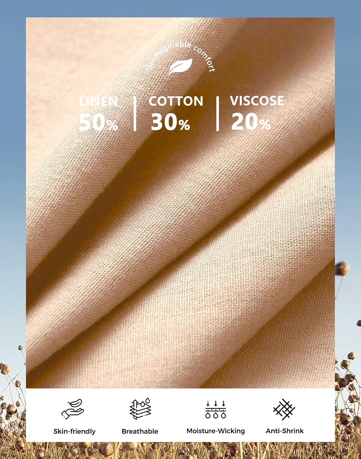 JWM Linen Dress Pants for Men Summer Casual Beach Lightweight Comfy Trousers Travel Vacasion Pants with Zipper Pocket 30" 32" - Image 5