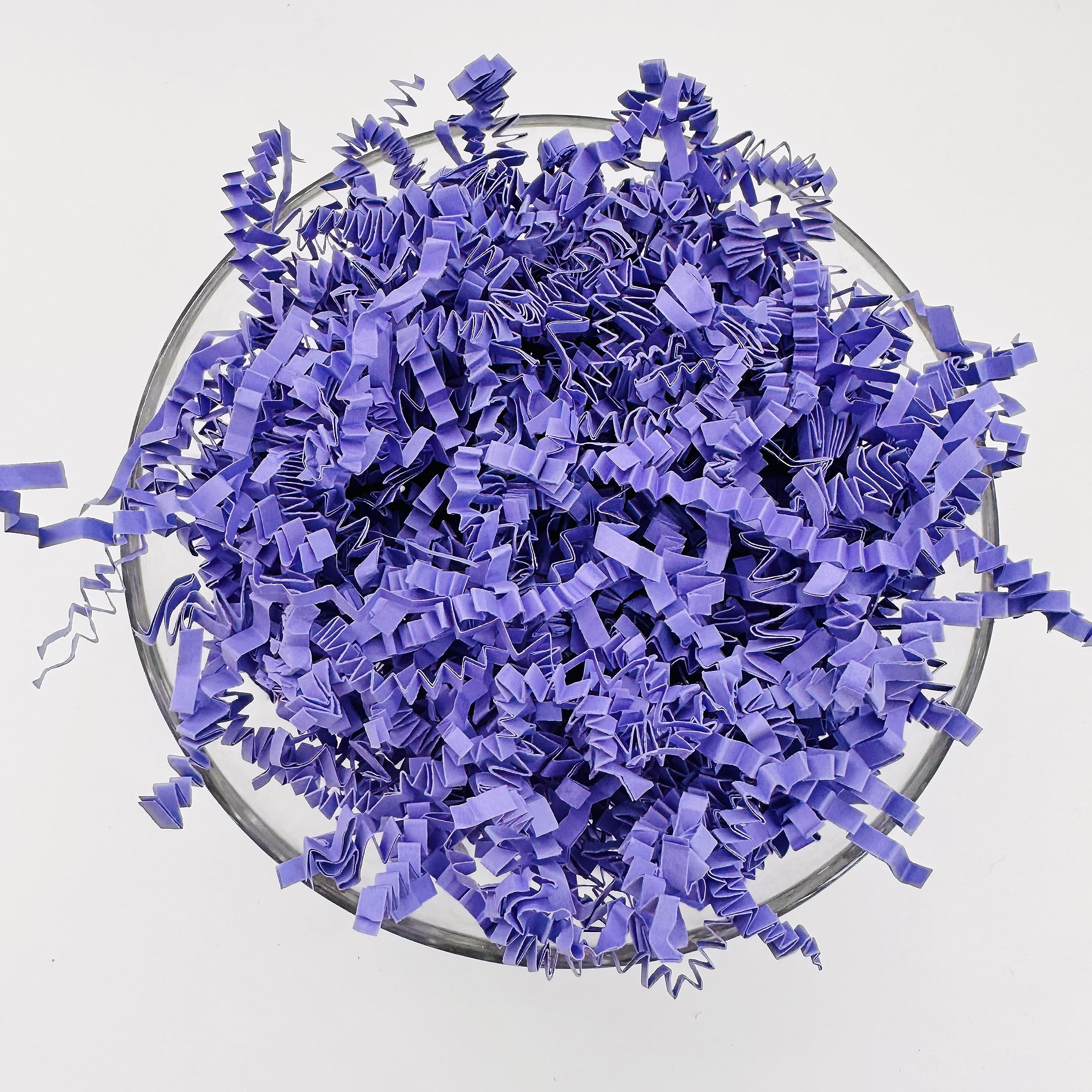 ShredAstic® SHREDDED PAPER ZIGZAG CRINKLE CUT / 3 metres curling ribbon Gift Packaging Baskets Hampers (250 grams, Clover Lilac)