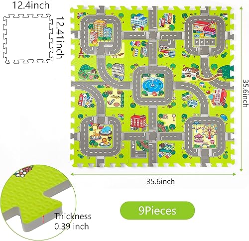 Miniatura 6 de Alfombrillas de juego para bebé, alfombra de juego de espuma, azulejos de espuma entrelazados, alfombra de rompecabezas de pista de carretera de