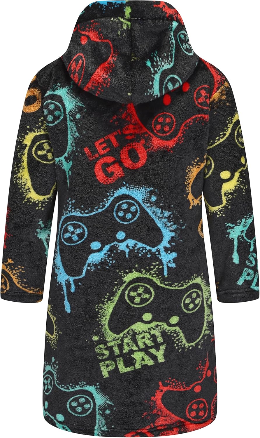 Boys' Hooded Bathrobe Kids Plush Fuzzy Fleece Robe Teen boy Soft Spa Robe Girls Sleepwear pajamas Toddler Nightgown - Image 2