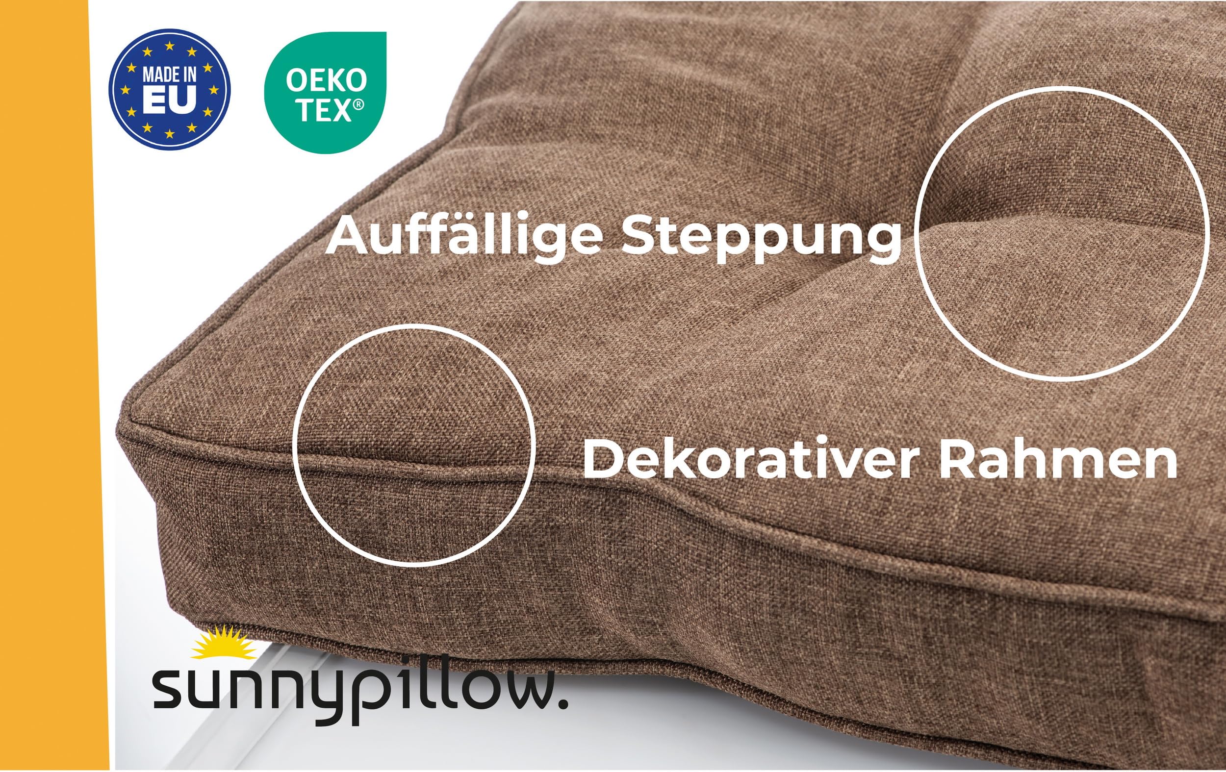 sunnypillow Cuscino Impermeabile per Mobili da Giardino in Rattan - Resistente ai Raggi UV - per Interni ed Esterni - Comoda Spalliera 50x40x12 cm - Marrone