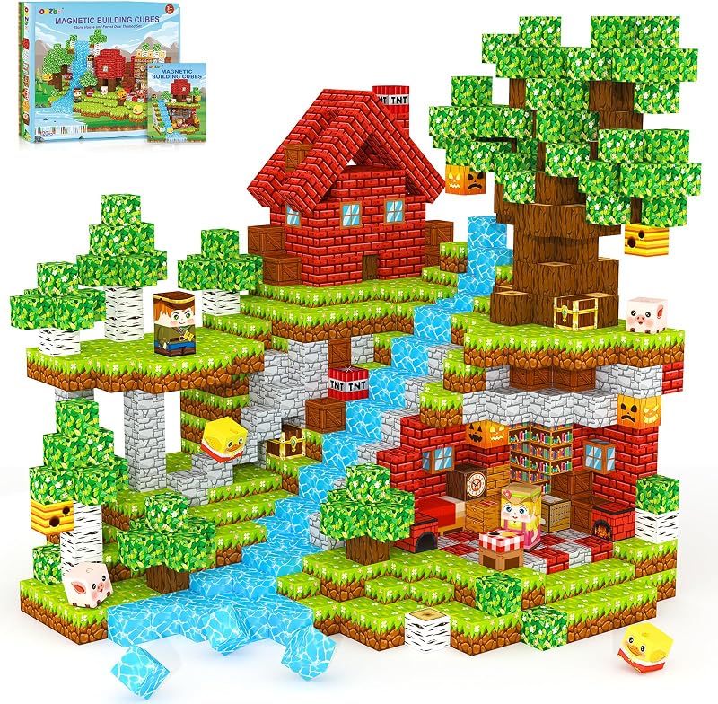 ORZbb 120PCS Bloques Magnéticos Juegos para Niños Juguetes de Construcción para Niños de 3 4 5 6 7 8 9 10 11 12 Años, Cubos de Azulejos Magnéticos STEM Juguetes Sensoriales para Niños Pequeños Fiesta de Viaje Regalos de Cumpleaños de Navidad
